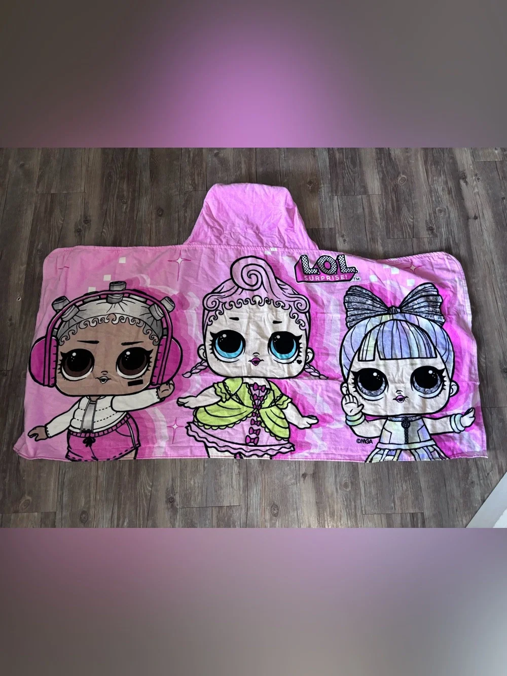 LOL Surprise Kids Bath & Beach Soft Cotton Terry Hooded towel wrap